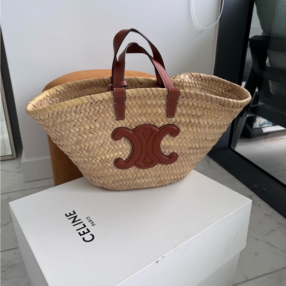 Celine Handbags - Celine monogram Tan Woven Tote Bag original